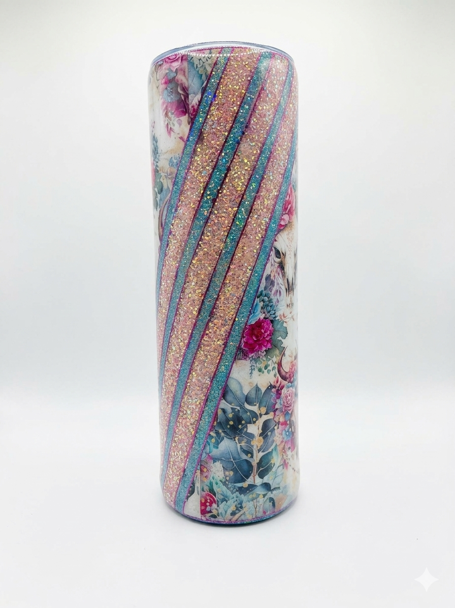 Tumbler, Cow Skull, Floral 30oz