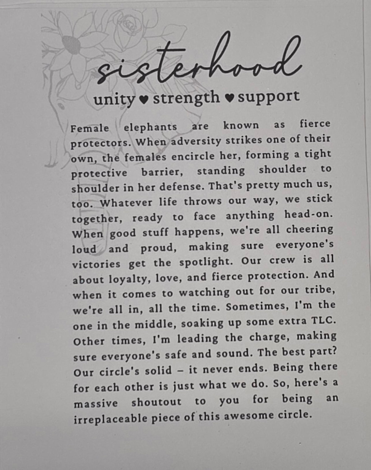 Freshie, Sisterhood Elephants