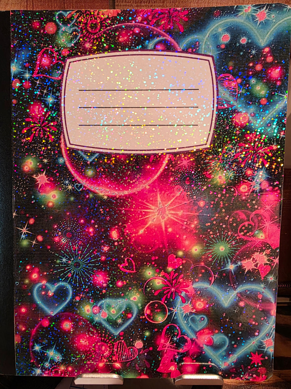 Composition book, Holographic Galaxy Hearts