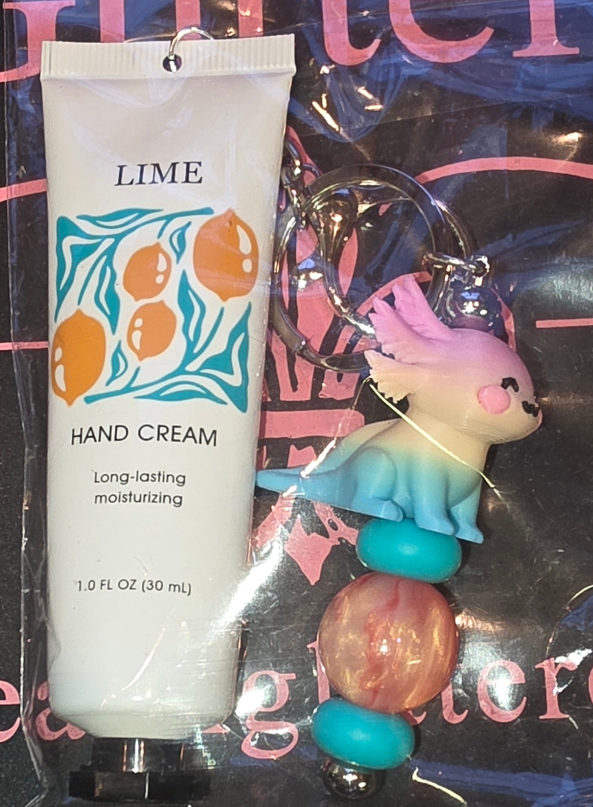 Keychain w/Lotion, Beaded Lime