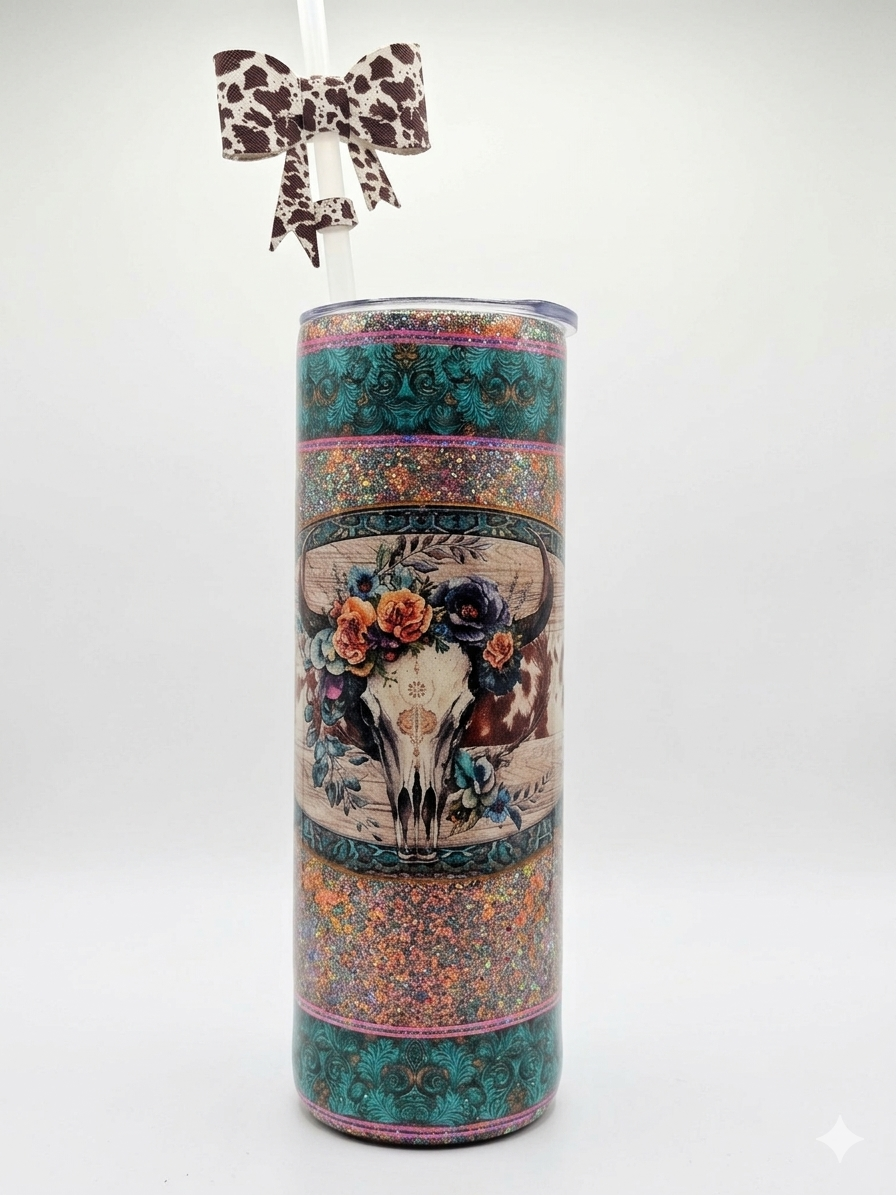 Tumbler, Bull skull Multimedia 20oz
