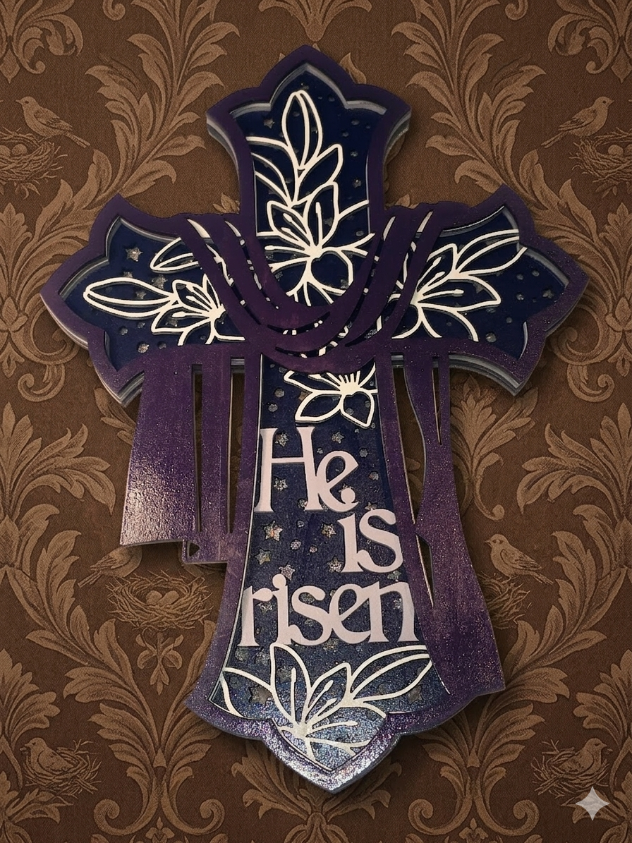 Lighted Cross, He is Risen