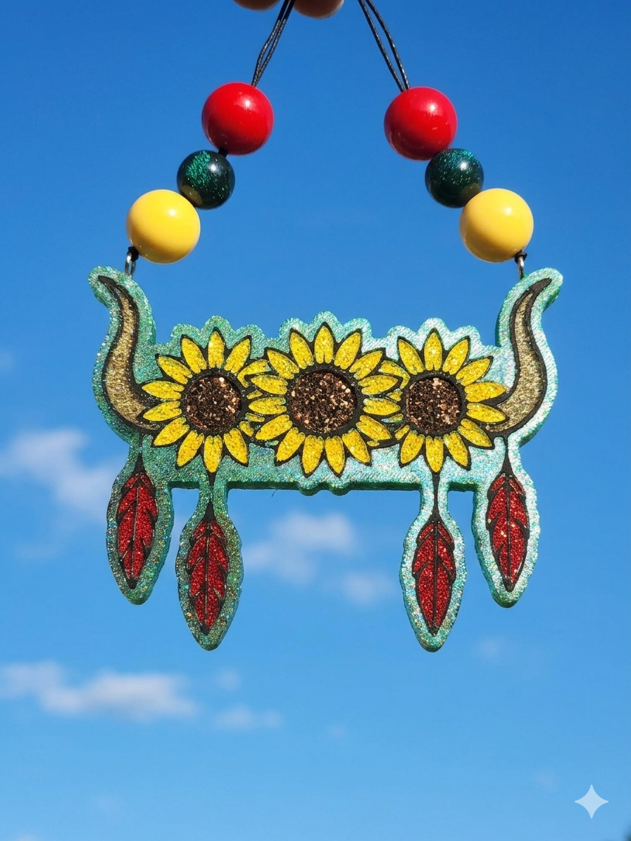 Freshie, Sunflower dreamcatcher w/glitter