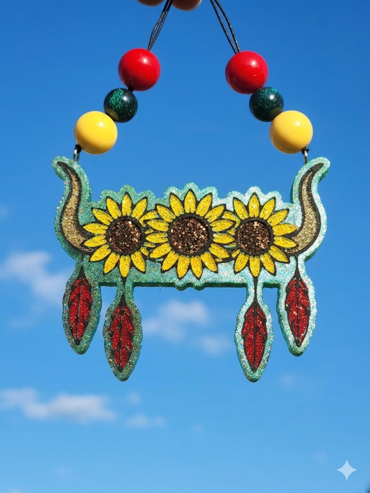 Freshie, Sunflower dreamcatcher w/glitter