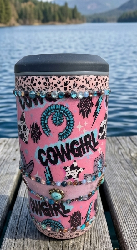 Tumbler, Can/Bottle Cooler Pink Cowgirl