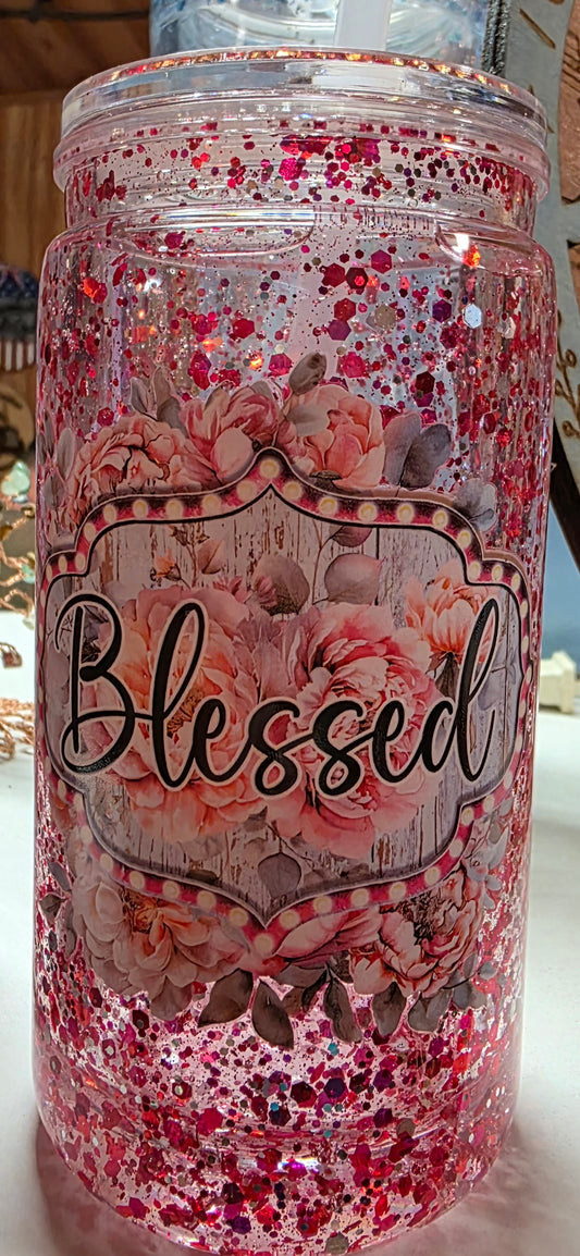 Glitter Globe, Blessed (Red) 16oz