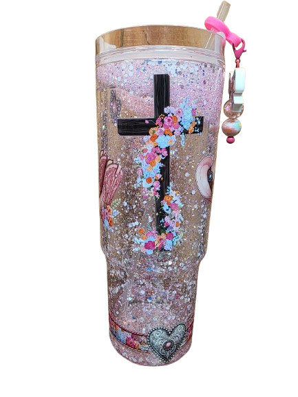 Tumbler,  Glitter Globe - Cowgirl Cross 40oz