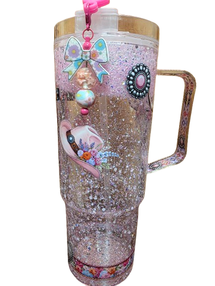 Tumbler,  Glitter Globe - Cowgirl Cross 40oz