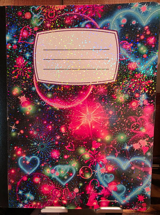 Composition book, Holographic Galaxy Hearts