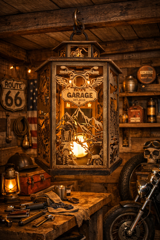 Lantern, Papa's Garage (Battery operated Tea light included)