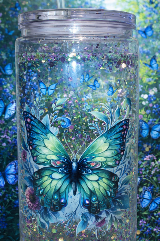 Glitter Globe, Blue Butterfly 20oz