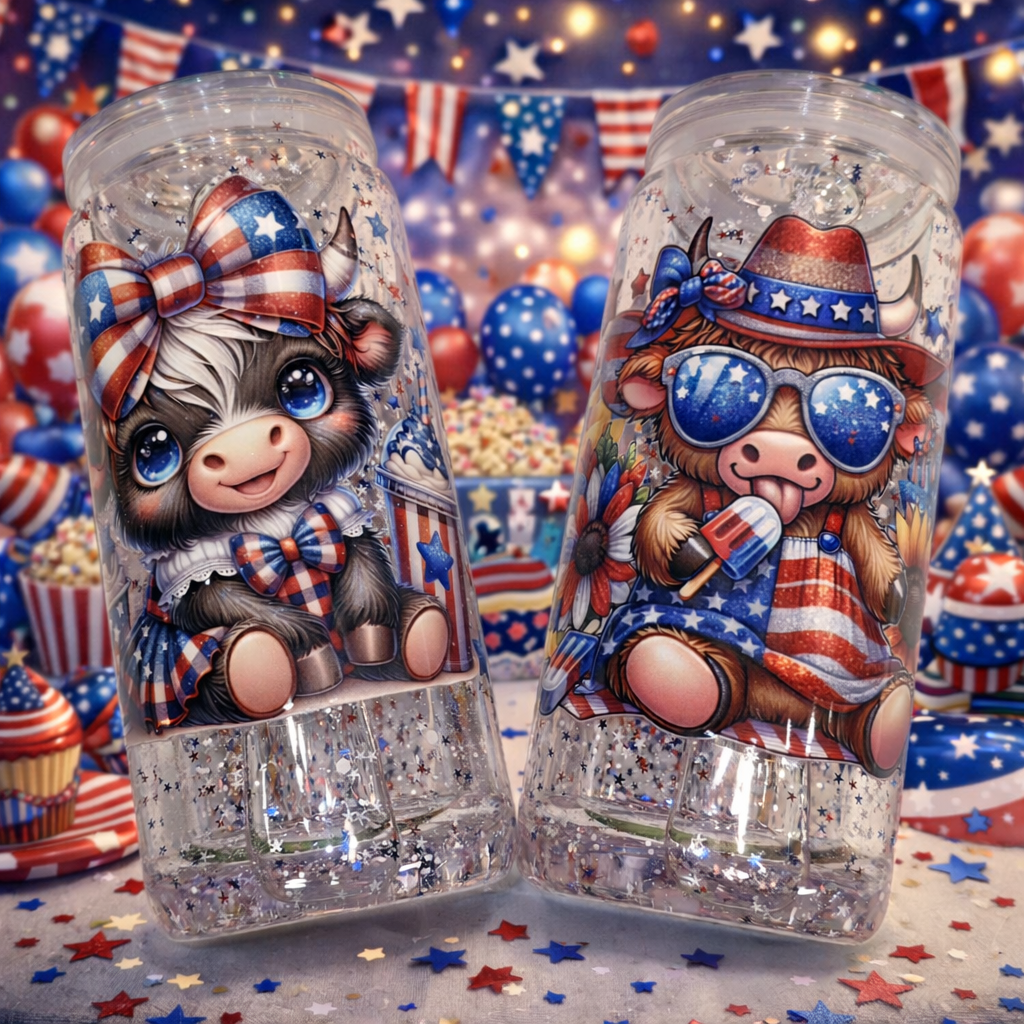 Tumbler, Patriotic Glitter Globe 16oz (2)