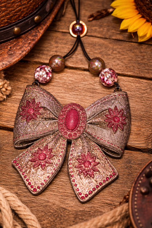 Freshie, Western Floral Bow - Red
